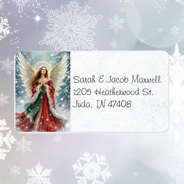 Christmas Angel in Snow Custom Return Address Label (Creator Uploaded)