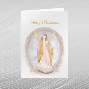 Christmas Angel Jesus Religious Watercolor Holiday Card