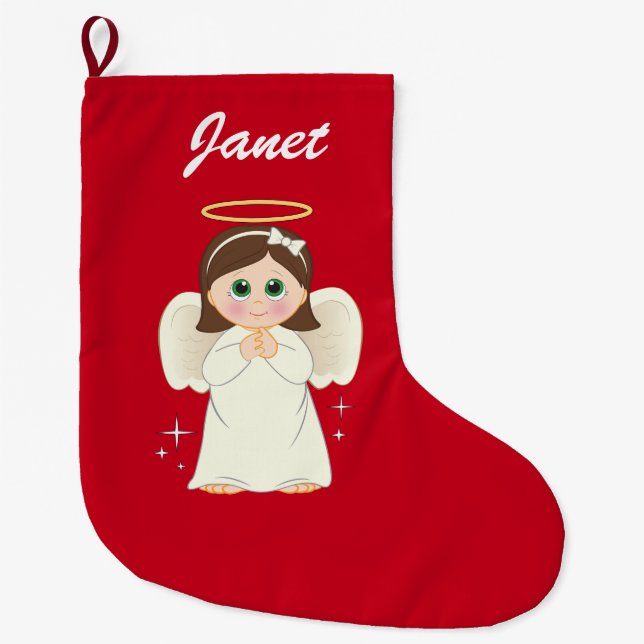 Christmas Angel Large Christmas Stocking (Front)