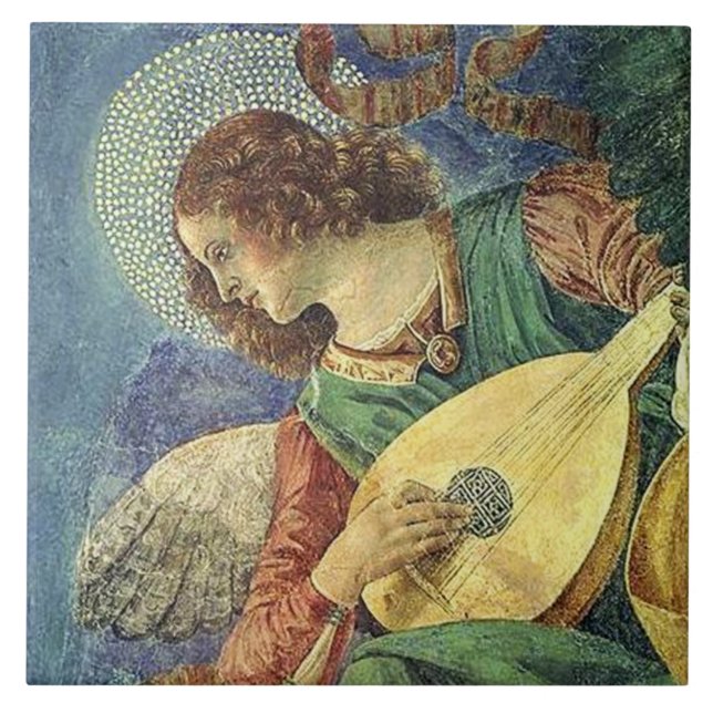 CHRISTMAS ANGEL MAKING MUSIC  TILE (Front)