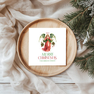 Christmas Angel Merry Christmas Typography  Napkin
