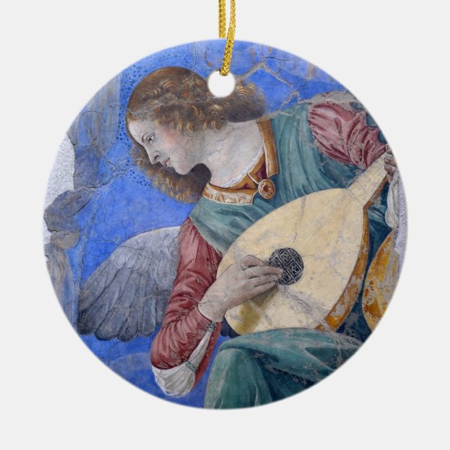 Christmas Angel Musician Melozzo da Forli Vatican  Ceramic Tree Decoration (Front)