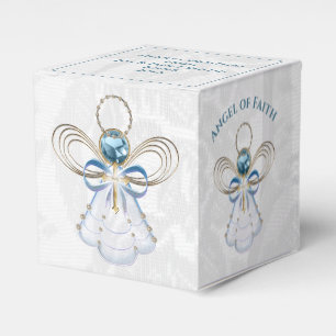 Christmas Angel of Faith Blue Filigree and Lace Favour Box