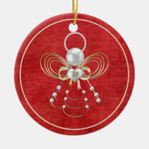Christmas Angel of Joy - Red Ceramic Tree Decoration