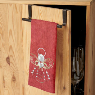 Christmas Angel of Joy - Red Tea Towel