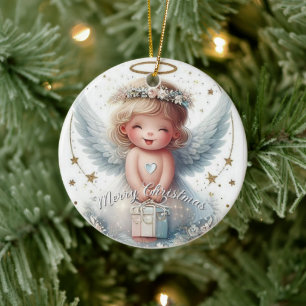 Christmas Angel Ornament, Angel baby Christmas Ceramic Tree Decoration