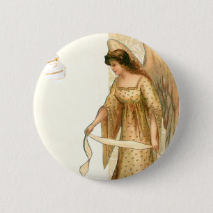 Christmas Angel & Ornaments  6 Cm Round Badge