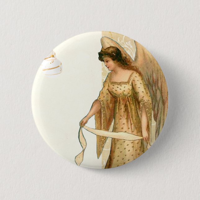 Christmas Angel & Ornaments  6 Cm Round Badge (Front)
