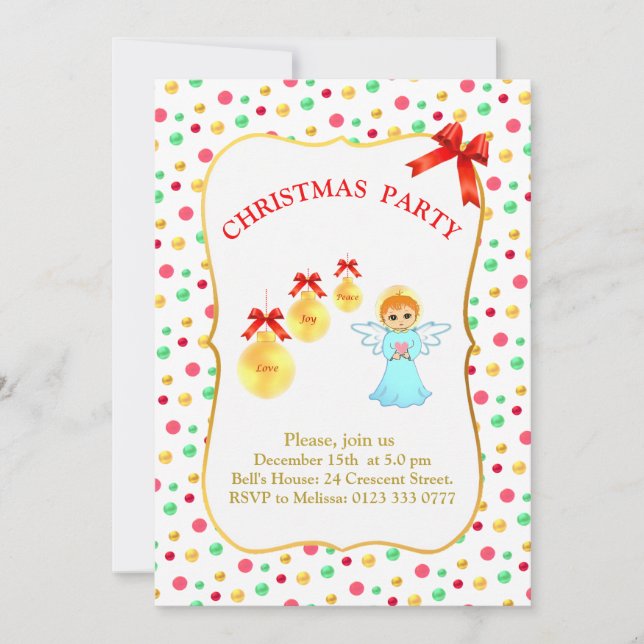 Christmas Angel Party Invitation (Front)