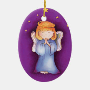 Christmas angel peace, happiness purple ornament