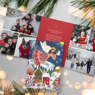 Christmas angel peace on earth Photo Christmas Tri-Fold Invitation