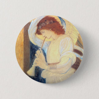 Christmas Angel Round Button Pin - Burne-Jones