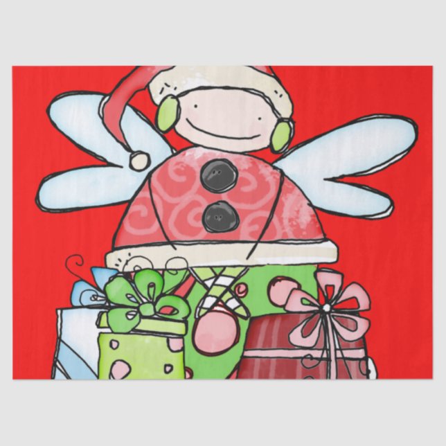 Christmas Angel Santa Angel Tissue Paper Red (Front)