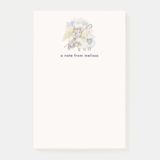 Christmas Angel Shepherd with Lambs Post-it Notes (Front)