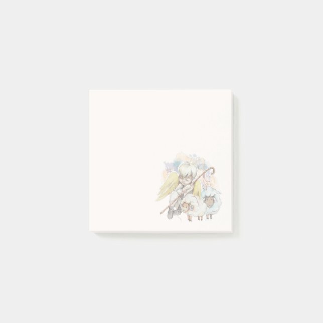 Christmas Angel Shepherd with Lambs Post-it Notes (Front)