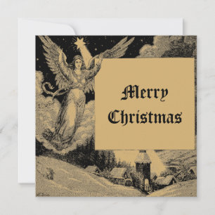Christmas Angel & Star Vintage Victorian Era 1884 Holiday Card