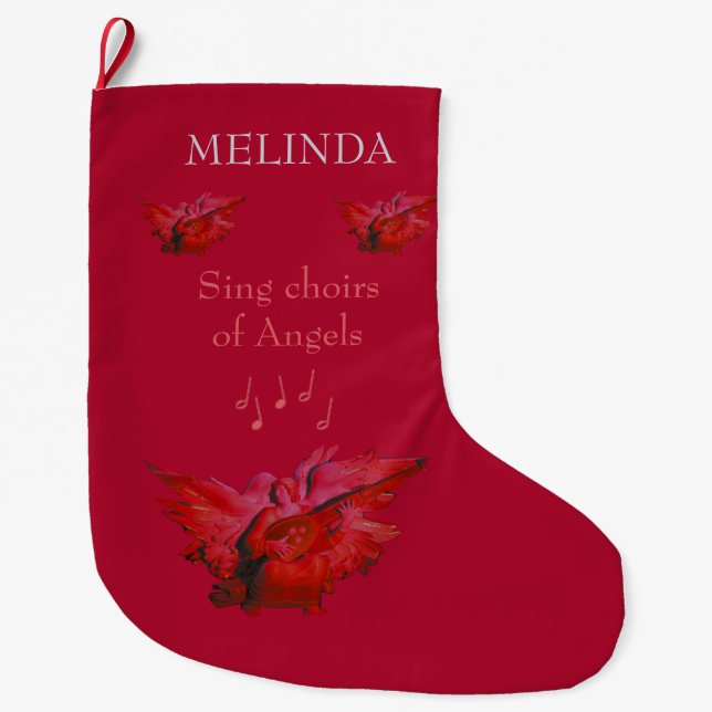 Christmas Angel Stocking, Red, Luxury Large Christ Stocking (Front)