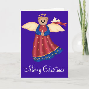 Christmas Angel Teddy Bear d1 Greeting Card