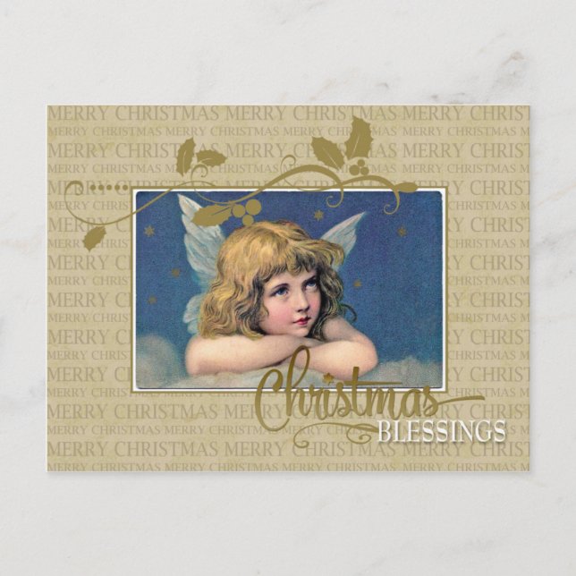 Christmas Angel Vintage Reproduction Postcard (Front)