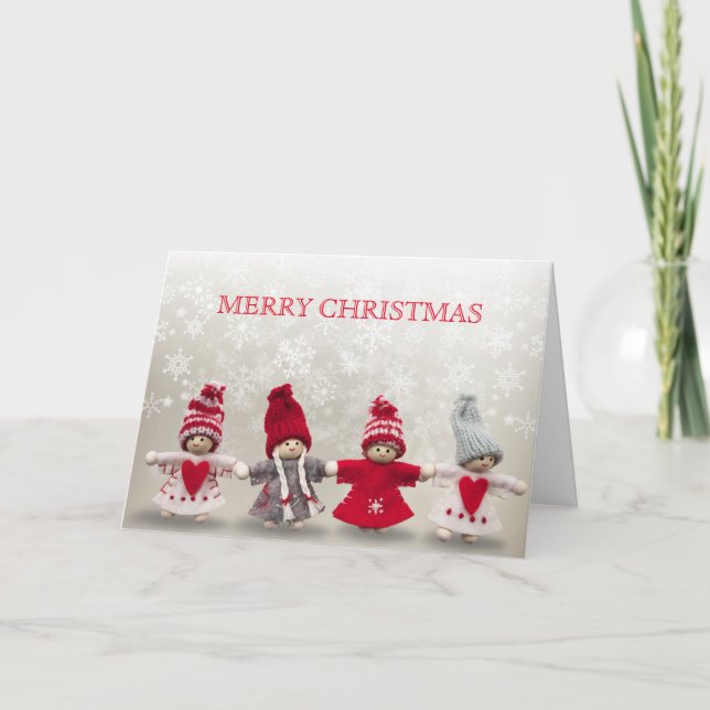 Christmas Angel Winter Snowfall Heart Holiday Card (Front)