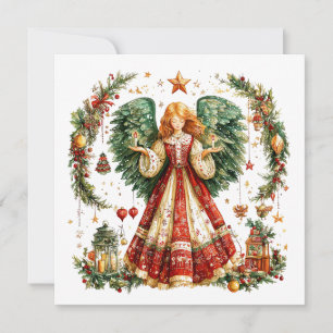 Christmas Angel with candles Holiday Card