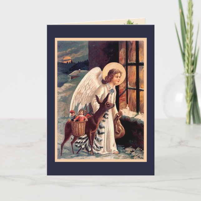 Christmas Angel With Deer Card (Front)
