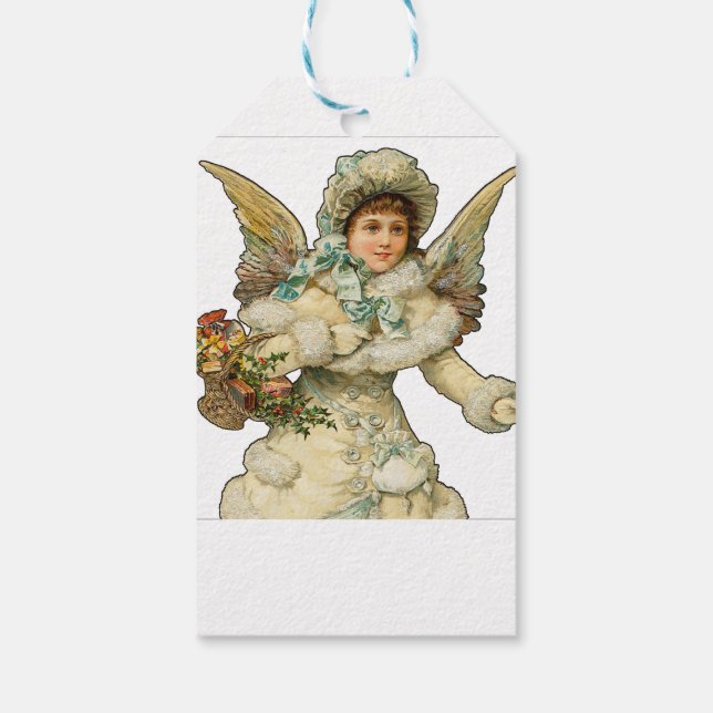 Christmas Angel With Gift Basket Tags (Back)