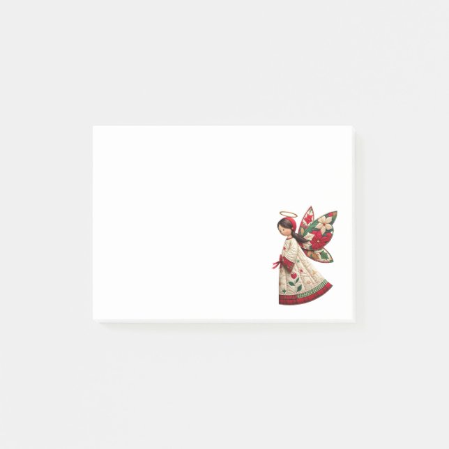 Christmas Angel with Holiday Flowers Post-it Notes (Front)