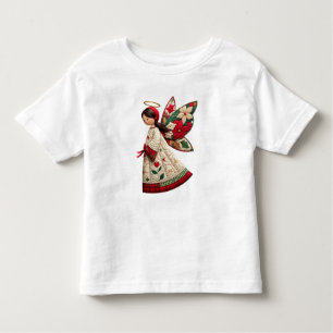 Christmas Angel with Holiday Flowers Toddler T-Shirt