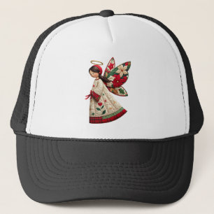 Christmas Angel with Holiday Flowers Trucker Hat