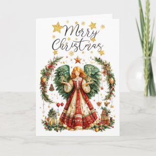 Christmas Angel with lighted candles Christmas Card