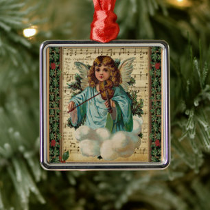 Christmas Angel with Violin Metal Tree Decoration