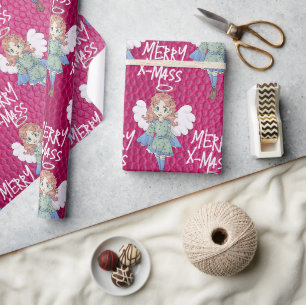 Christmas angel wrapping paper