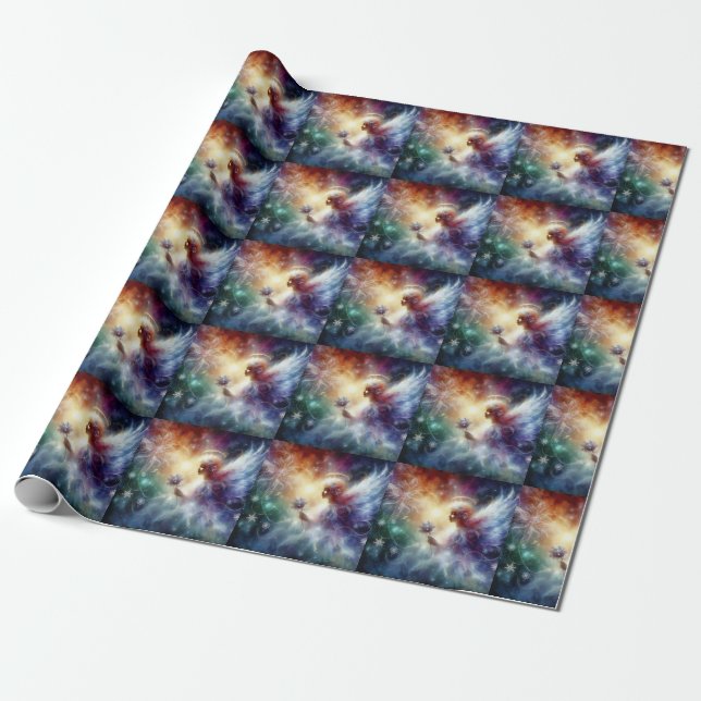 Christmas Angel Wrapping Paper (Unrolled)