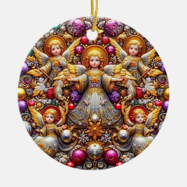 CHRISTMAS ~ Angels 19th Century ~ Ceramic Tree Decoration (Front)
