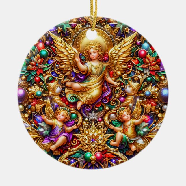 CHRISTMAS ~ Angels 19th Century ~ Ceramic Tree Decoration (Front)