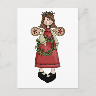 Christmas Angels · Angel & Wreath Holiday Postcard
