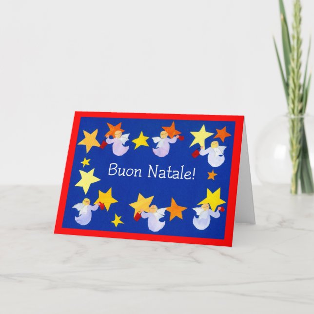 Christmas Angels Card, Italian Holiday Card (Front)