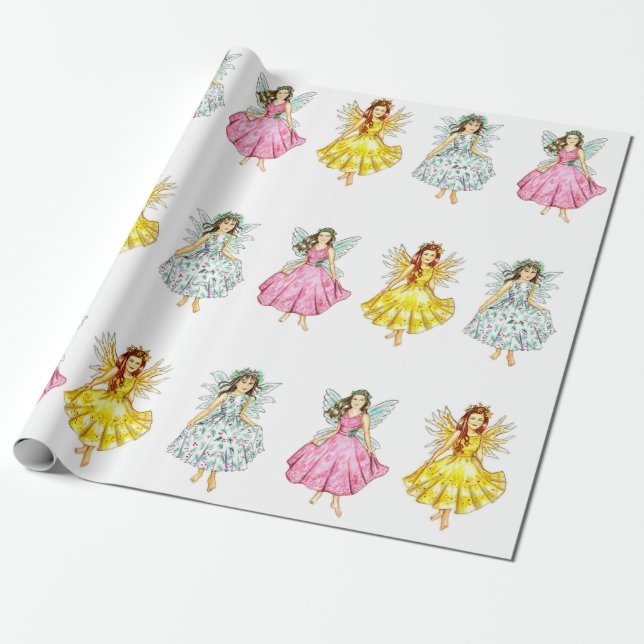 Christmas Angels Dancing JL Biel Wrapping Paper (Unrolled)