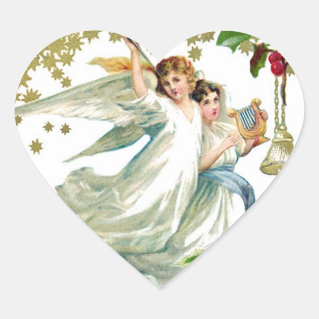 Christmas angels heart sticker (Front)