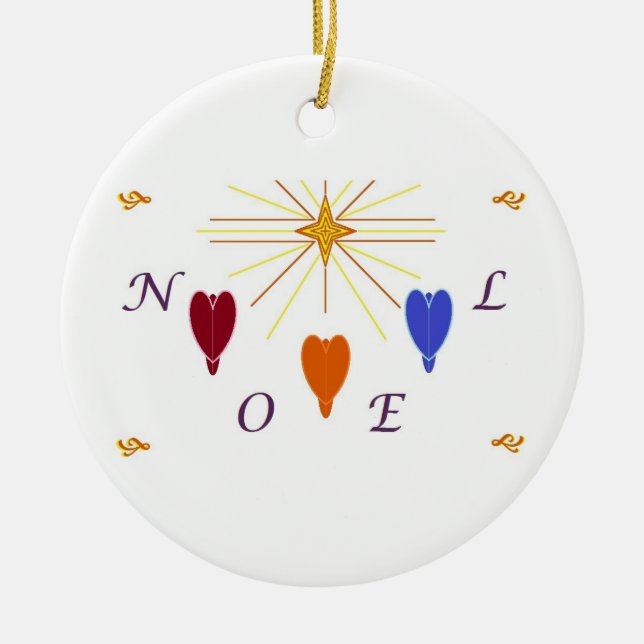 Christmas Angels n Star Noel Ceramic Tree Decoration (Front)