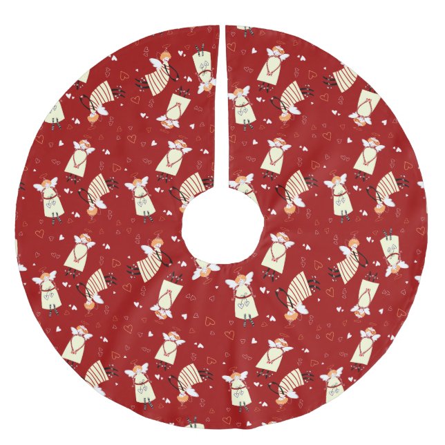 Christmas Angels Tree Skirt, Brushed Polyester Skirt (Front)