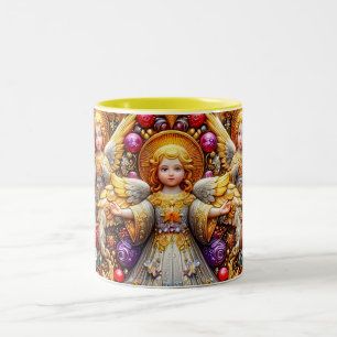 ~ CHRISTMAS ANGELS ~ Two-Tone COFFEE MUG