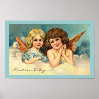 Christmas Angels - Vintage Art Poster