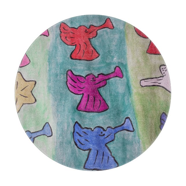 Christmas Angels With Trumpets Cutting Board (Front)