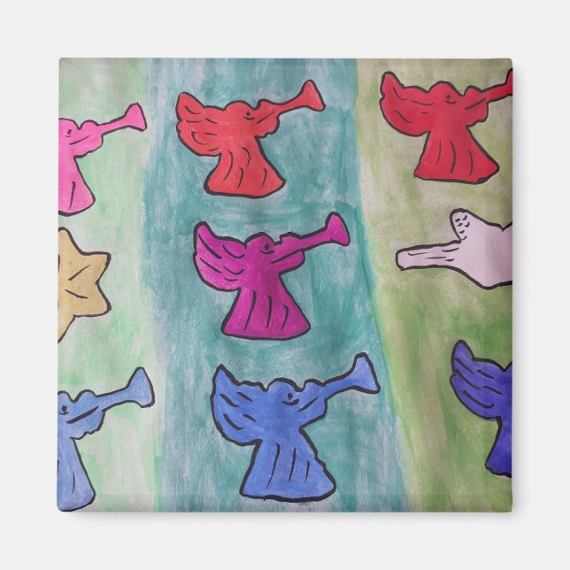 Christmas Angels With Trumpets Magnet (Front)
