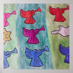 Christmas Angels With Trumpets Poster