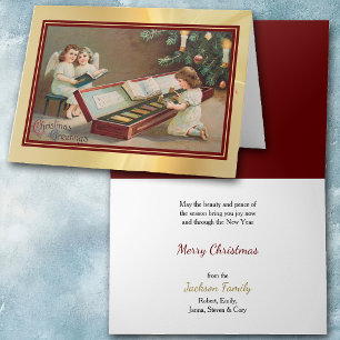 Christmas Angels Xylophone Vintage Holiday Card
