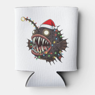 Christmas Anglerfish Lophius Santa Hat Holiday   Can Cooler