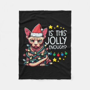 Christmas Angry Cat Is This Jolly Enough Xmas Men Fleece Blanket